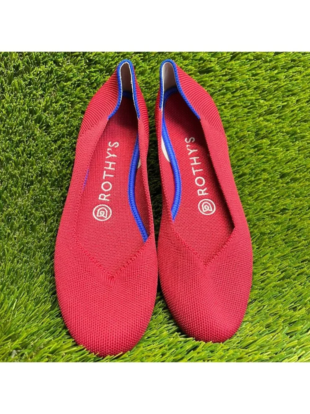 Rothy's The Flat Womens Size 6 Bright Red Casual Knit Slip-On Ballet Flats Shoes